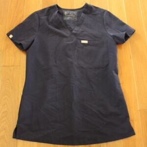 Figs Caterina One Pocket Short Sleeve Navy Blue‎ Scrub Top XXS